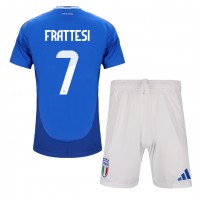 Taliansko Davide Frattesi #7 Domáci Detský futbalový dres ME 2024 Krátky Rukáv (+ trenírky)